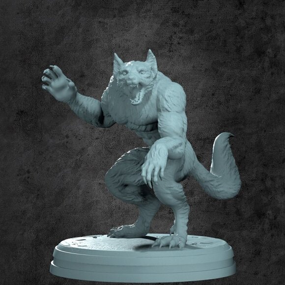 Werewolf Miniature For Tabletop RPGs | Kraken Collectibles Monster Series - Picture 7 of 7